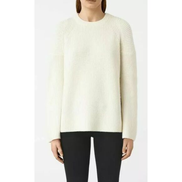 All Saints Ivory Cream Crew Neck Jumper Wool Blend - Picture 7 of 8